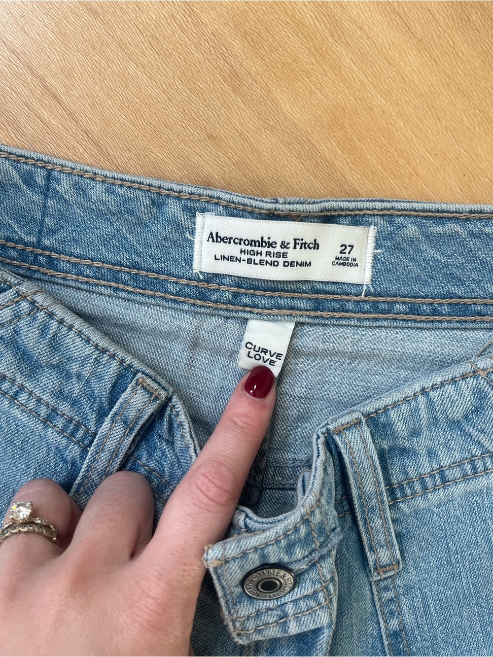 Abercrombie & Fitch Linen Blend High Waist Jean Shorts - Picture 5 of 7
